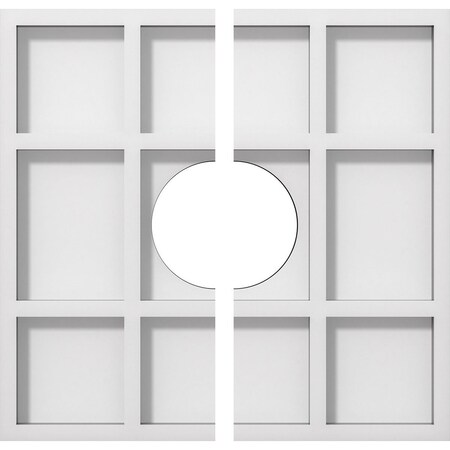 Ekena Millwork Rubik Architectural Grde PVC Contemporary Ceiling Medallion, Two Piece, 10"OD x 3"ID x 3 1/2"C x 1"P CMP10RK2-03000